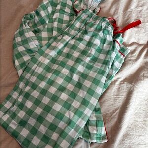 Green and White Checkered Women's Pajama Set